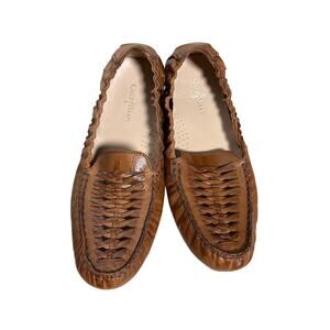 Cole Haan 10B Men’s Woven Leather Loafers Brown Slip-On Driving Mocs